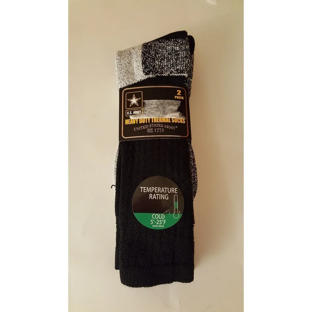 Pack of Two Heavy‎ Duty Thermal Socks U.S. Army  Cotton Blend Multicolor